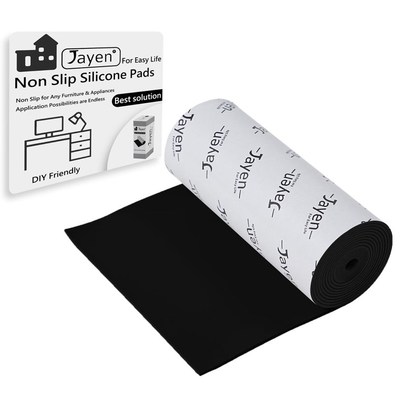 Jayen Non Slip Self Adhesive Silicone Cuttable Furniture Pads - 5x80 inch Anti-Sliding Rubber Floor Protectors for Any Furniture and Appliances - Image 1